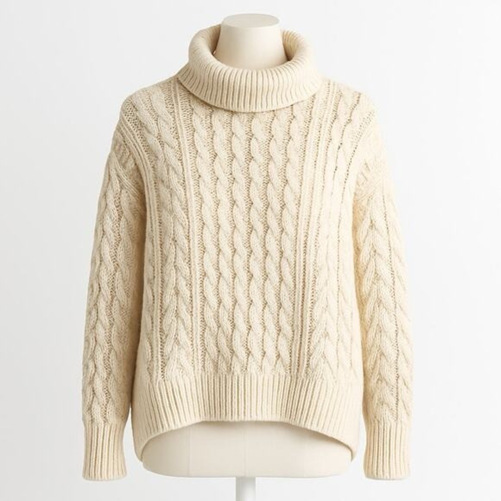 NWT! Anthropologie PILCRO OVERSIZED ROLL-NECK CABLE JUMPER SWEATER - Small 🪞 - Picture 2 of 6